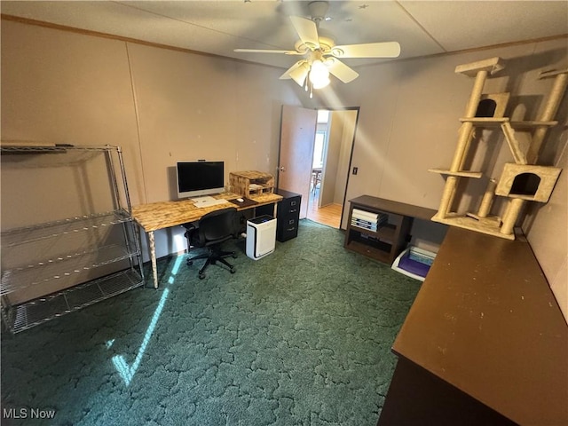 office area featuring ceiling fan