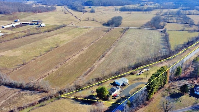 drone / aerial view with a rural view