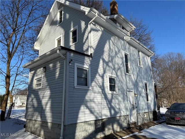 view of snow covered exterior