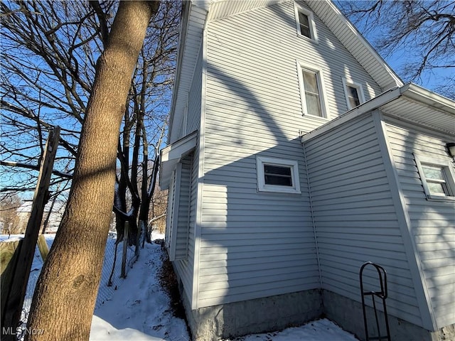 view of snow covered property