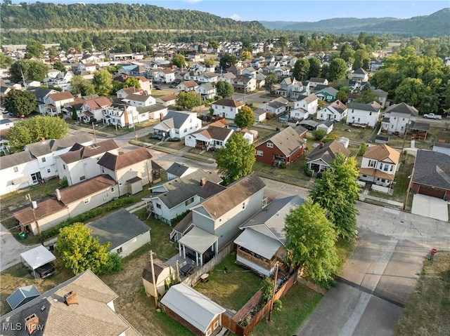 aerial view with a mountain view