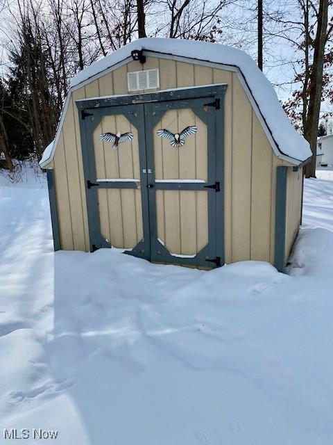 view of snow covered structure