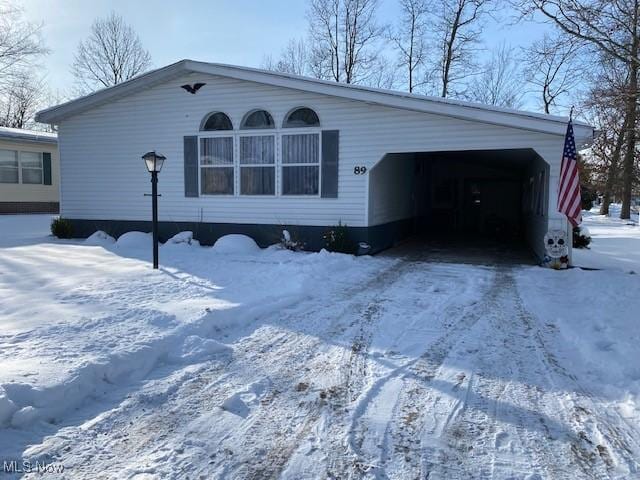 view of snow covered exterior