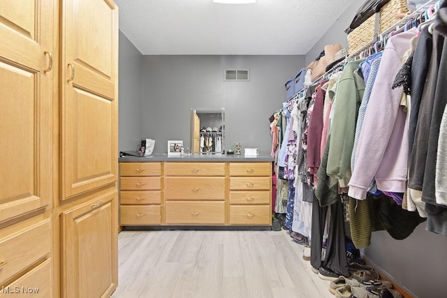 walk in closet featuring light wood-type flooring