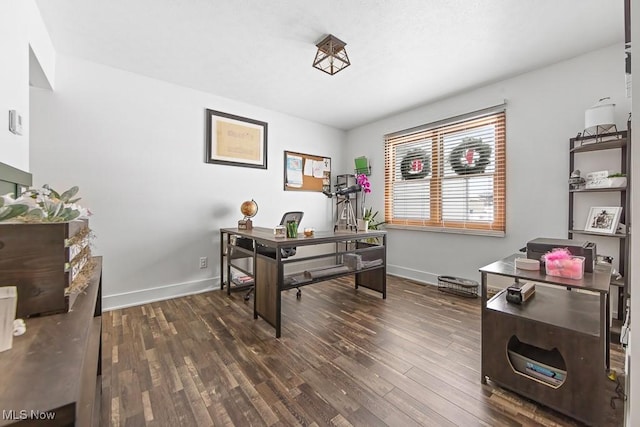 office area featuring dark hardwood / wood-style flooring