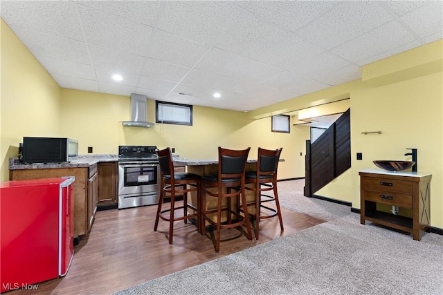 view of carpeted dining space