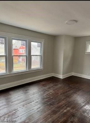 spare room with dark hardwood / wood-style floors