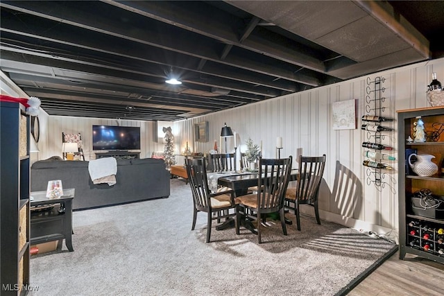 dining space featuring carpet floors