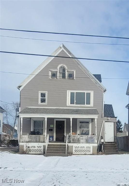 view of front facade featuring covered porch