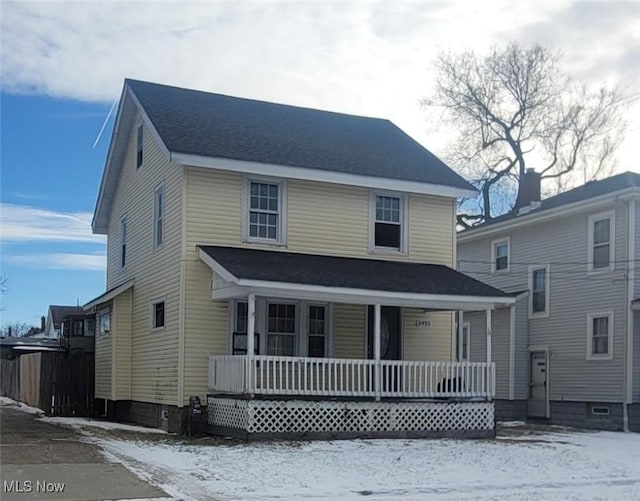 view of front property with covered porch