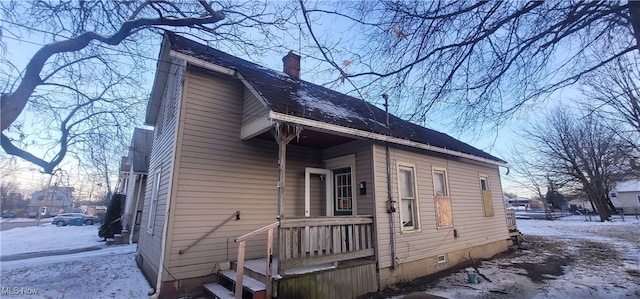 view of snow covered exterior