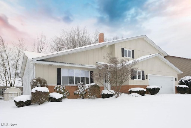 exterior space featuring a garage