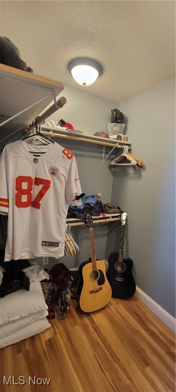 spacious closet with wood finished floors