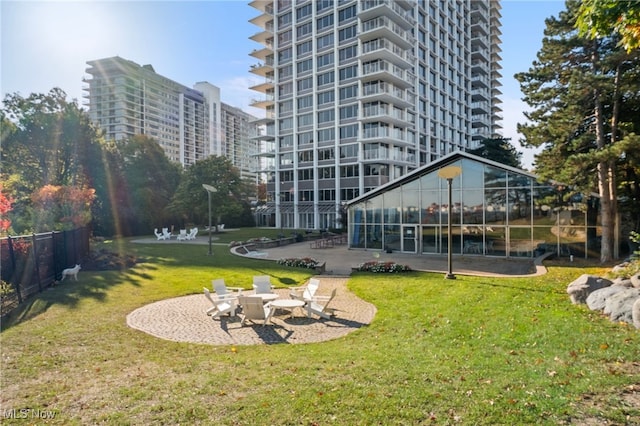 exterior space with a patio, a gazebo, and a lawn