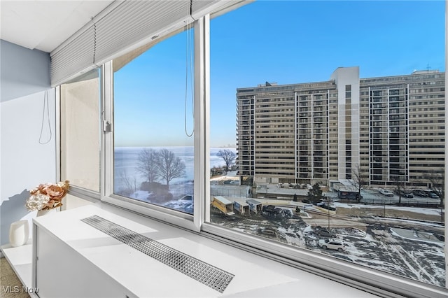 room details featuring a water view