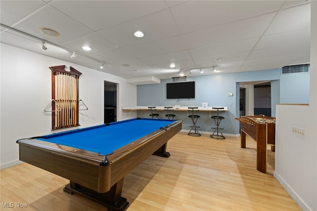 rec room featuring wood-type flooring and pool table