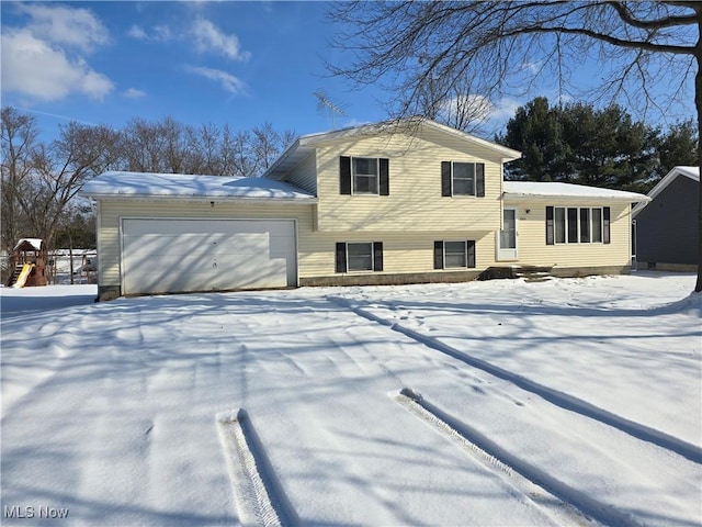 tri-level home featuring a garage