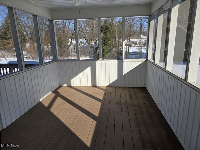 view of unfurnished sunroom