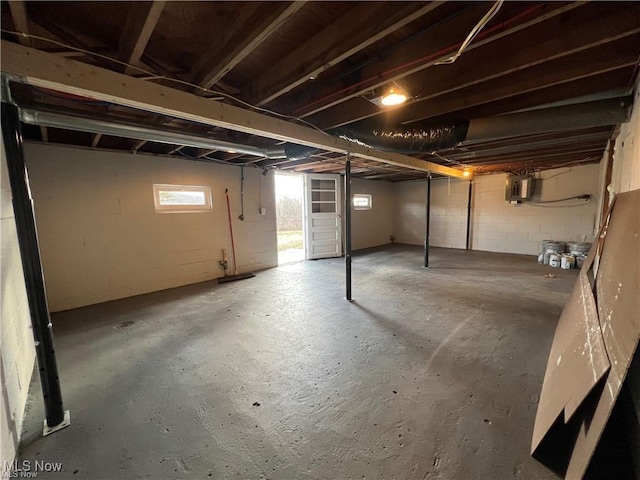 basement with electric panel