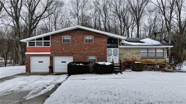 exterior space with a garage