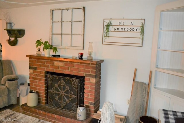 room details with a fireplace