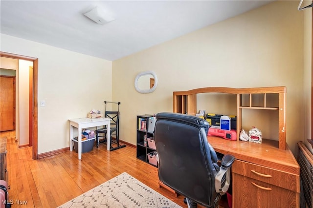 home office featuring light hardwood / wood-style flooring