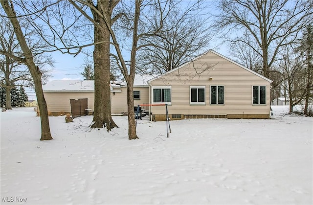 view of snow covered property