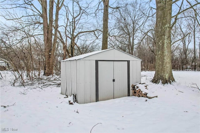 view of snow covered structure