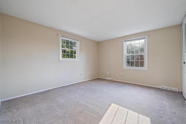 carpeted spare room featuring a healthy amount of sunlight