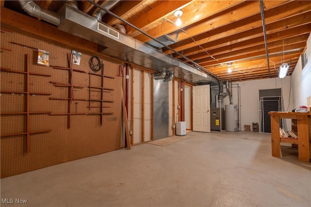 basement with gas water heater