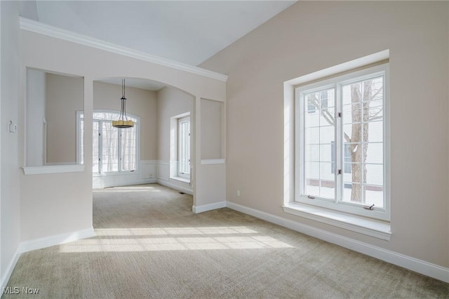 empty room with light carpet and a wealth of natural light