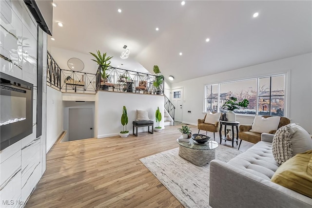 living room featuring light wood-type flooring