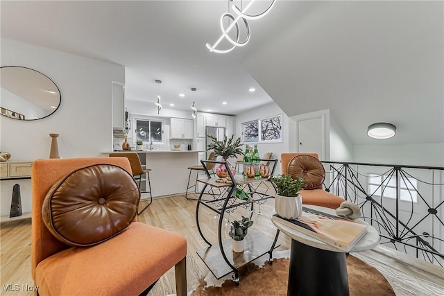 living room featuring light hardwood / wood-style flooring