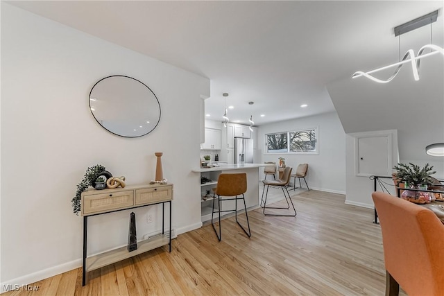 interior space with light hardwood / wood-style floors