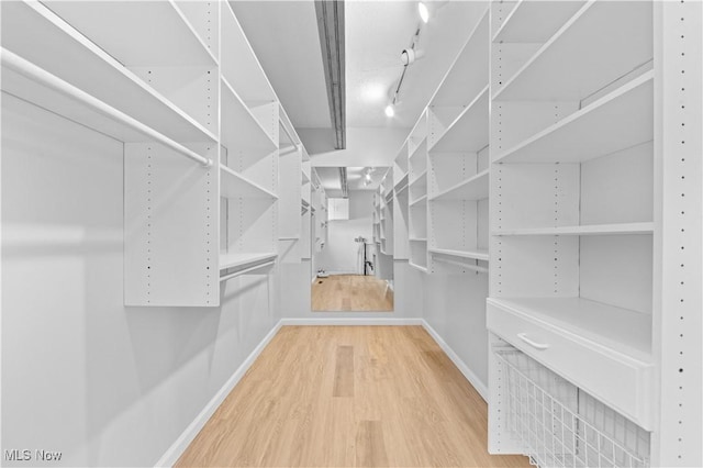 walk in closet with hardwood / wood-style flooring