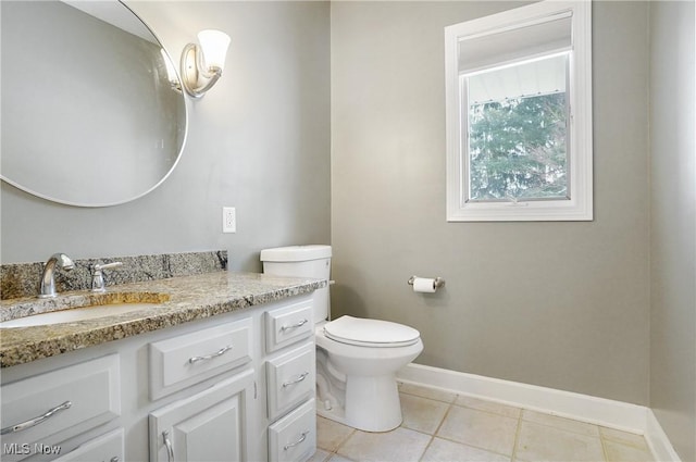 bathroom featuring tile patterned floors, toilet, and vanity