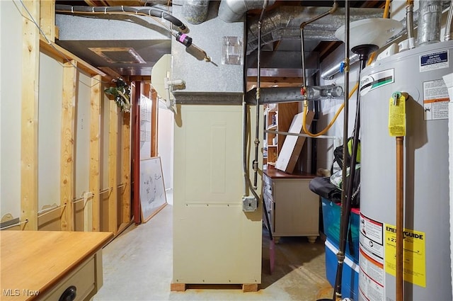 utility room with water heater