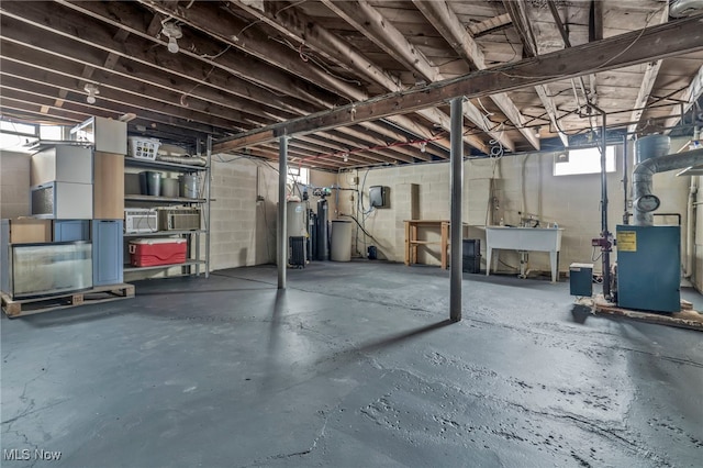 basement with sink