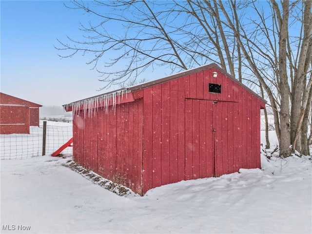 view of snow covered structure