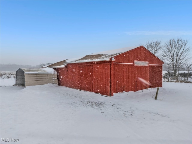 view of snow covered structure