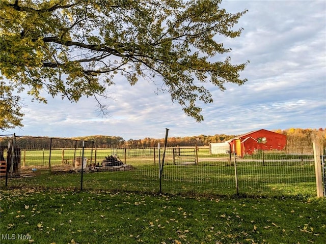 view of yard with a rural view