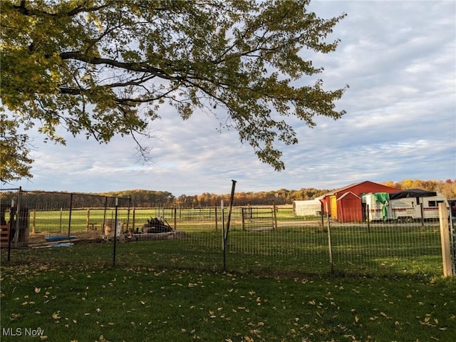 view of yard with a rural view