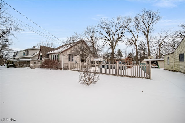 view of snow covered exterior