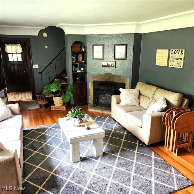 living room featuring wood-type flooring