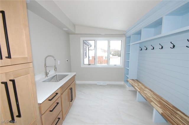 interior space with sink and built in shelves