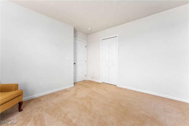 interior space with light colored carpet and a closet