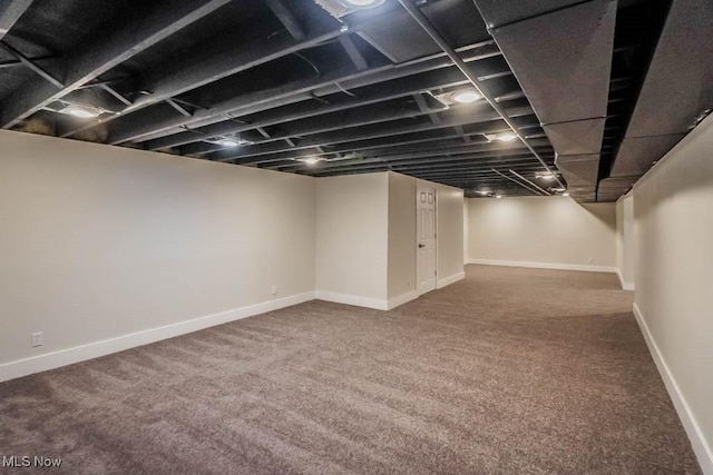 basement featuring carpet floors