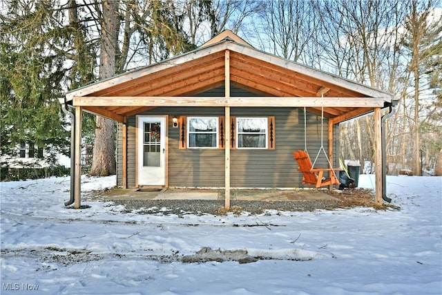 view of snow covered structure