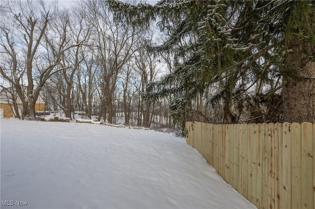 view of yard covered in snow