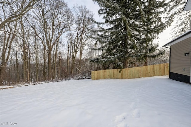 view of yard covered in snow